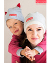 шапочки с ушками familu look для мамы и сынишки
