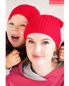 шапочки вязаные familu look для мамы и сына